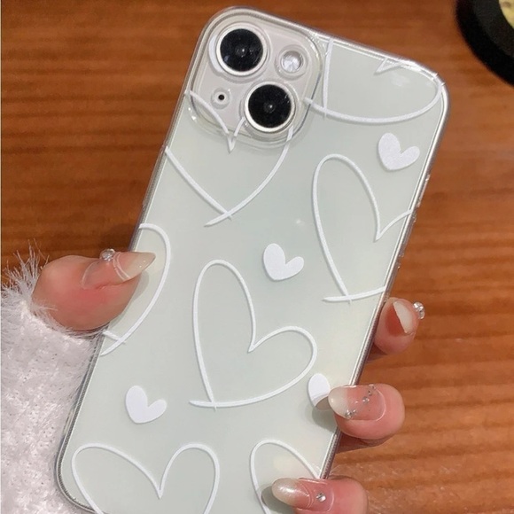 l⚠️Clearance🤍iPhone 13/Pro/Pro Max Clear Hearts Design iPhone Case - Picture 4 of 4